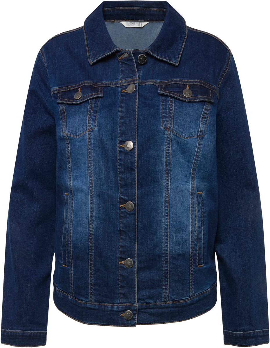 Angel of Style - Dames - Denim jas Frieda waseffecten overhemdkraag lange mouwen - Blue stone - Maat 58