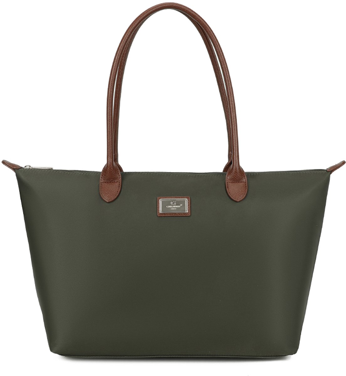 Gallantry® Grote Dames Schoudertas – Ruime Shopper Tas met Rits – Handtas met Bruine Handvatten – Werk Tas voor Laptop, School & Dagelijks Gebruik - D. Groen