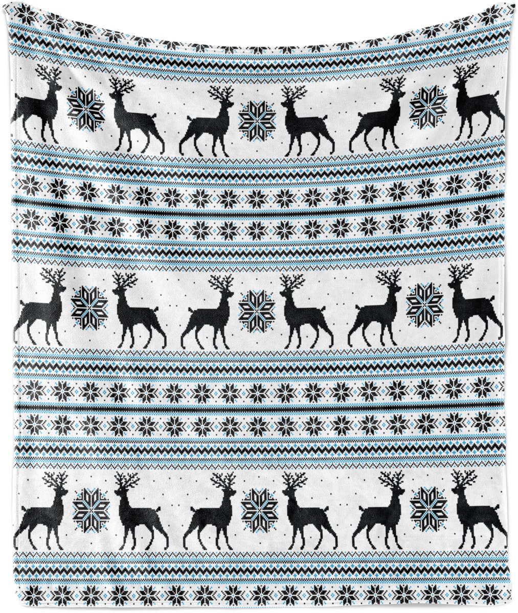 New Bed Scandinavisch Zigzag rendieren en sneeuw Zachte Flanellen Fleece Deken, 230 cm x 175 cm