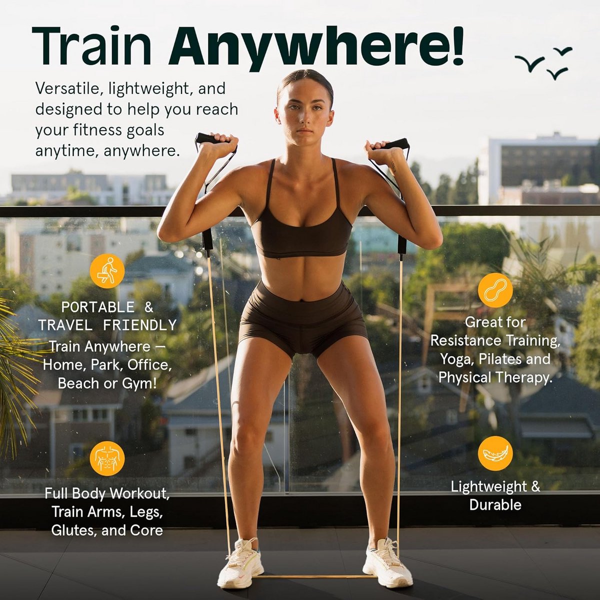 Weerstand Bands Set voor Training - 5 stuks Workout Bands met Handvatten, Deur Anker, Draagtas - Vrouwen & Mannen — cadeau in Sport & Outdoor - foto 7