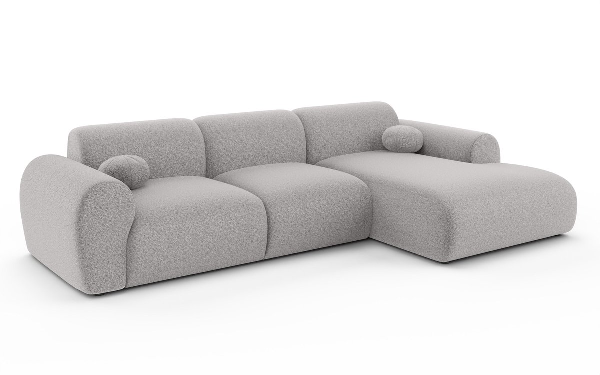 Lizzely Garden & Living Hoekbank Neva 300cm grijs chenille bank rechts loungebank hoeksalon