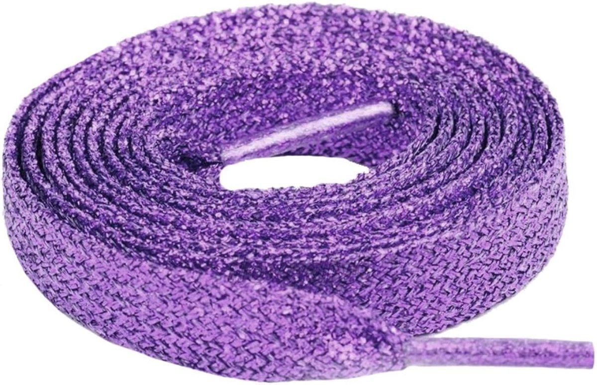 Veters - Schoenveters - Glitterveters - 110 cm - Platte veters met glitter - Shoelaces - 1 paar - Paars - Mode accessoire - Jonyx