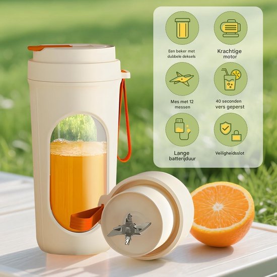 longziming - Draagbare Blender Voor Smoothies - 450ml Mini Mixer To Go - USB Oplaadbaar - Mini Stand Mixer Met Dubbele Cup Deksel - 12 Mesjes - BPA-vrij - Persoonlijke Blender Voor Reizen Kantoor Sport van longziming — afbeelding 4