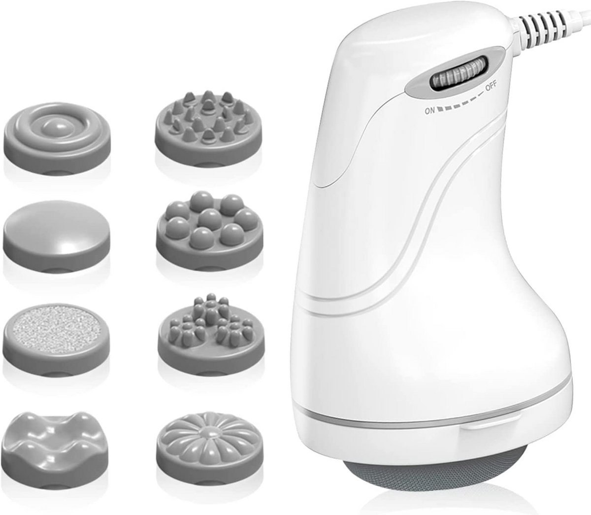 Electric anti-cellulite massager with 8 attachments for body relaxation