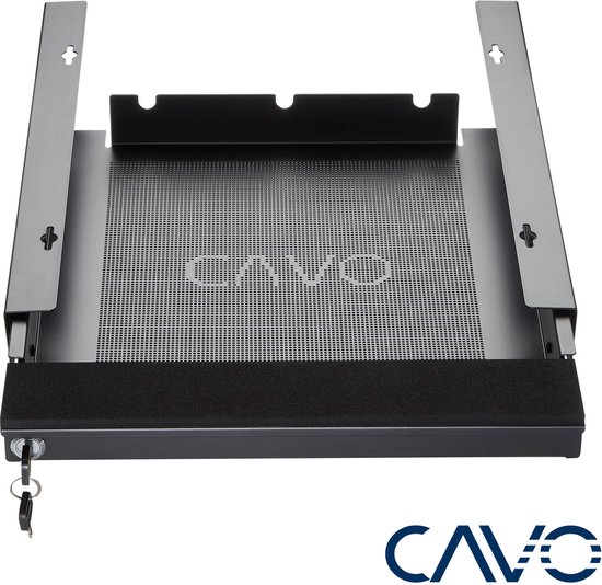 CAVO Documentenlade, afsluitbaar, staal 740 x 250 mm, incl. ladebak zwart, bureaulade, ondertafellade