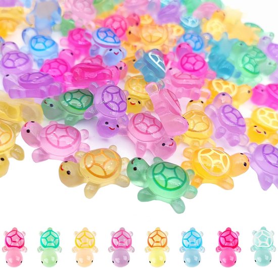 100 Stuks Mini Hars Dieren - Glow In The Dark Figuurtjes Voor Feeëntuin, Aquarium En Plantenbak Decoratie