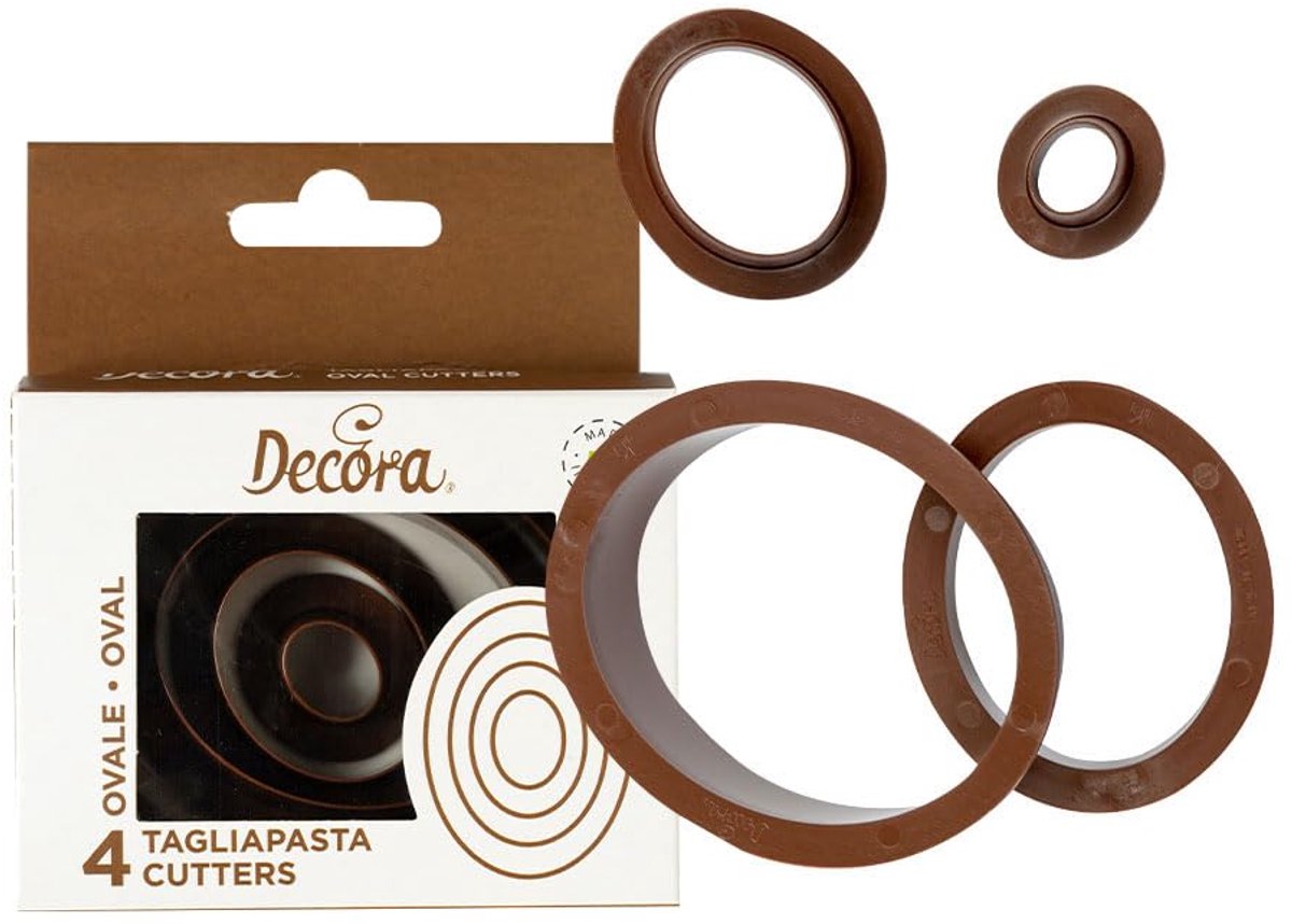 DECORA 0255307 Koekjesvormset ovaal-glad, 4 stuks 1,5-3,5-5,5-7,5 H 2,2 cm