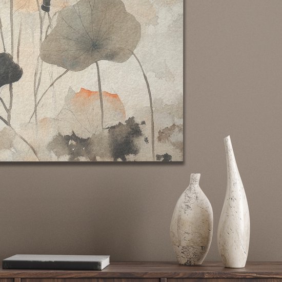 Panneau mural acoustique 50x70 cm - Peinture en Feutre Fleurs - Japandi - Wabi sabi - Panneaux acoustiques - Décoration murale insonorisante - Isolation phonique salon - Décoration murale panneaux sonores
