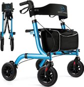 Safe Age® Rollator lichtgewicht en opvouwbaar - zitfunctie - voor binnen en buiten - Rugleuning en wandelstok houder