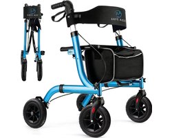 Safe Age® Rollator lichtgewicht en opvouwbaar - zitfunctie - voor binnen en buiten - Rugleuning en wandelstok houder