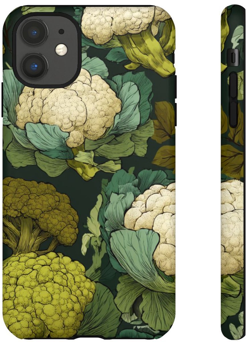 Handgetekend Broccoli- en Bloemkoolpatroon – Telefoonhoesje Geschikt voor iPhone 11