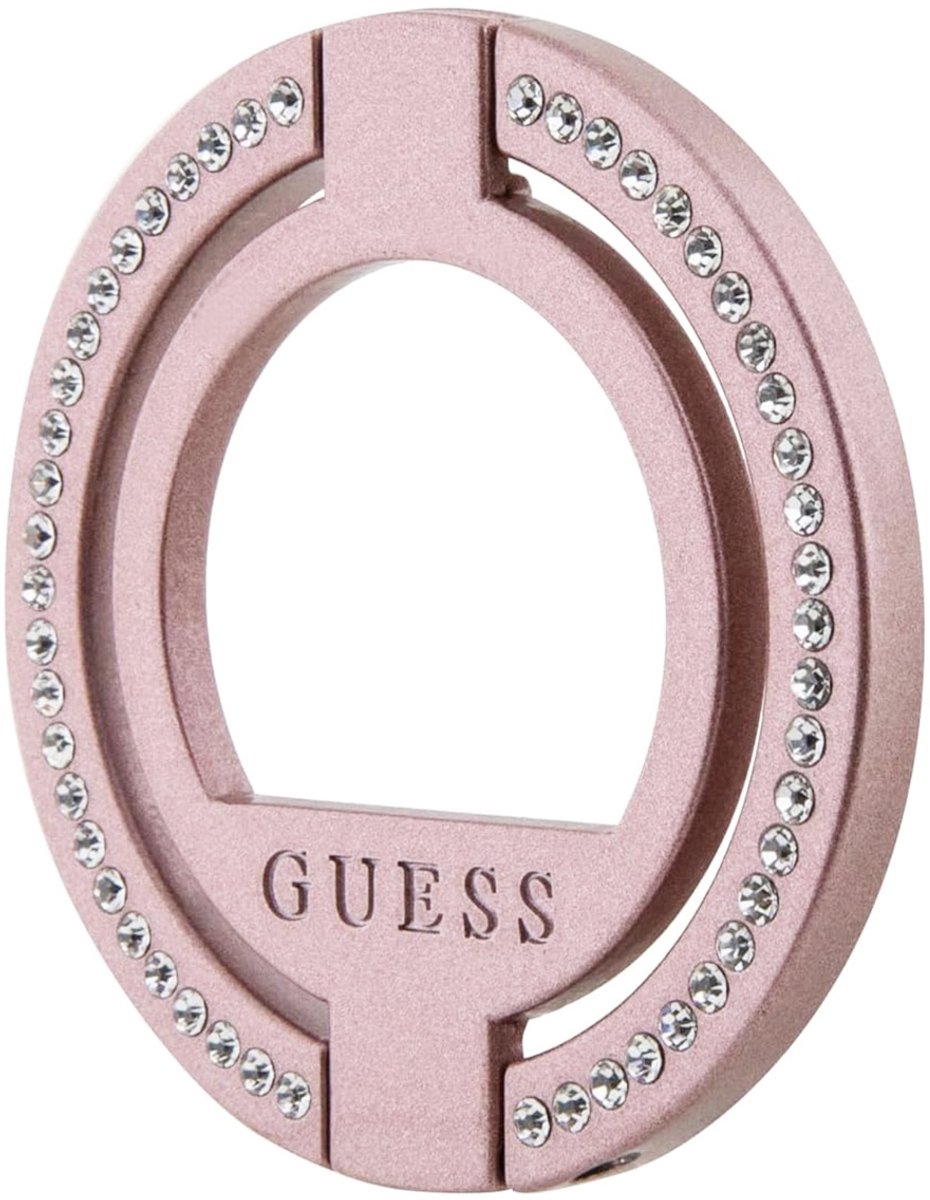 Guess Rhinestones Magnetische Ring Stand (geschikt voor Apple MagSafe) - Roze