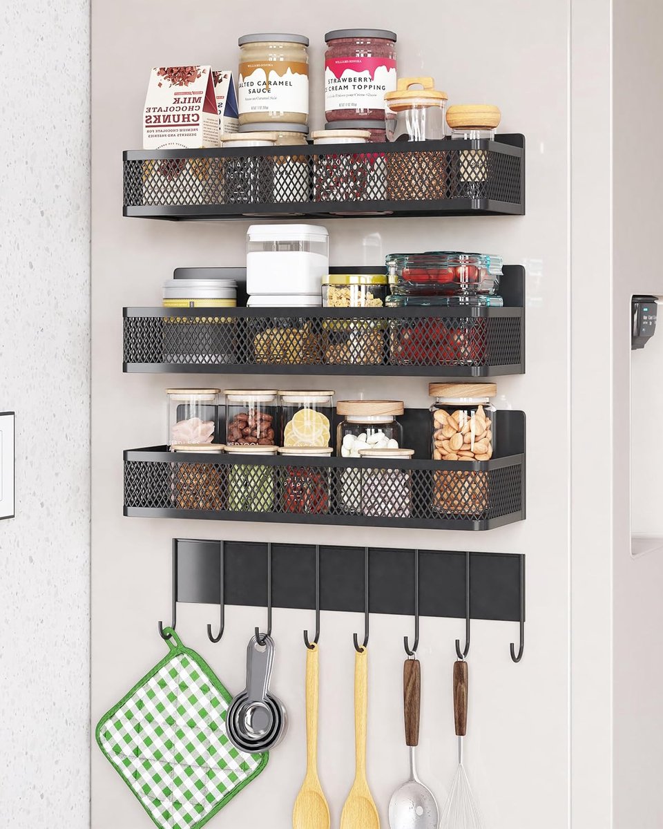Magnetisch kruidenrek 4-Pack - Hangend kruidenrek - Zwart