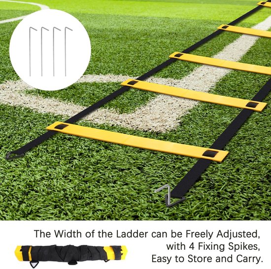 RFWR® Speed Agility Training Kit voor Voetbal - 6 Meter Ladder met 12 Kegels en Parachute voor Weerstand Training van RFWR — afbeelding 5