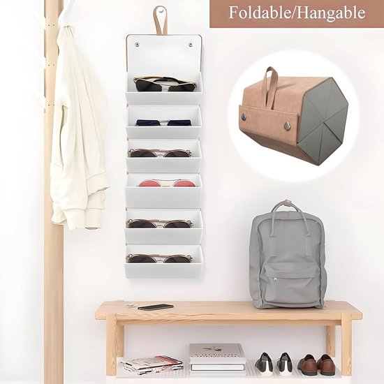 Reis Zonnebril Organizer Case Reisbril Opberger Multi Compartiment Multifunctionele Gemakkelijk Hangende Bril Case (Bruin