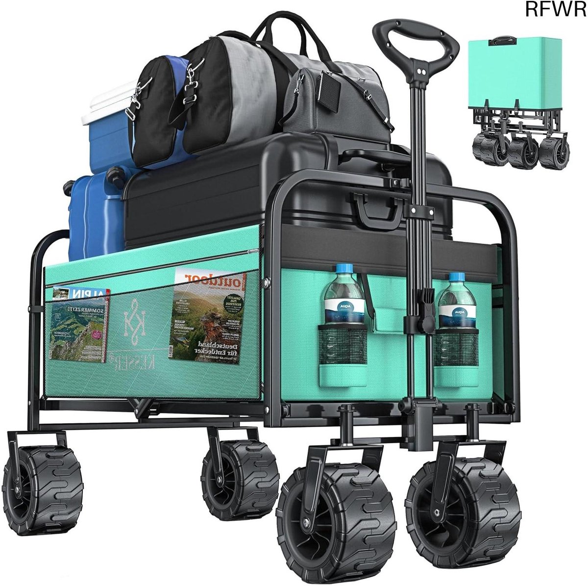 RFWR® Opvouwbare Transportkar met Brede Banden - Ideaal voor Buitenactiviteiten