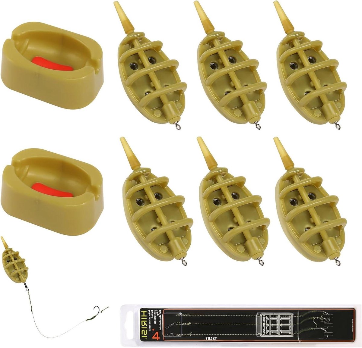 Allecto Plus - Inline Feeder Set 11-delige set voor Method Feeder Vissen met Vislijn - Accessoires en Feeders voor rivieren - Gewichten 15/20/30/40/50/60 g