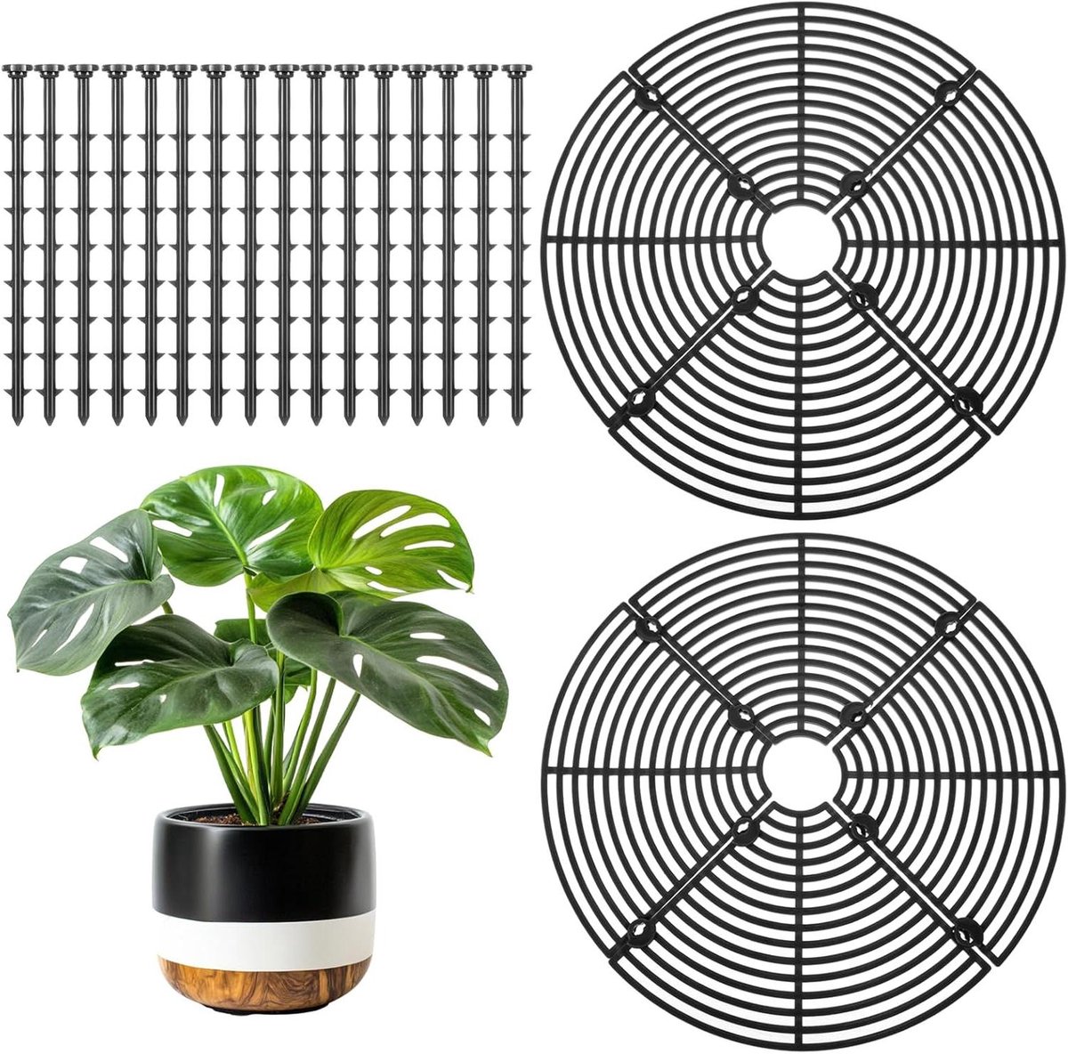 Ownkim Plantenbeschermingsrooster, verstelbare afdekking voor tuinpotten tot 30 cm, robuust, flexibel design, snelle installatie, houdt bloemen veilig voor kinderen en dieren
