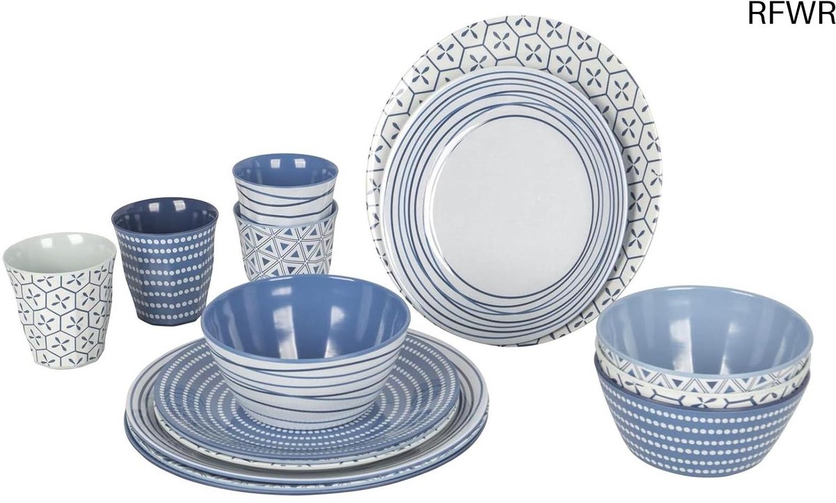 RFWR® Trendy 16-delig Mix & Match Servies van Melamine