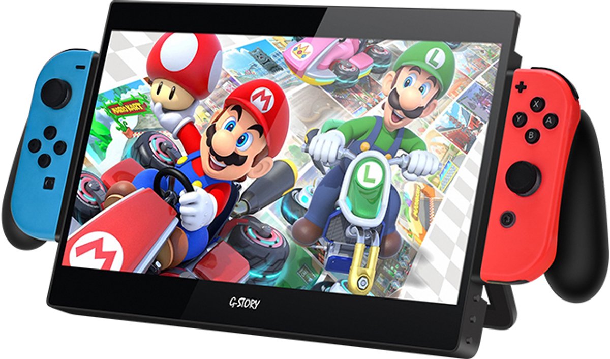Gloovon® Draagbare Gaming Monitor - 10.1 inch Full HD IPS - Voor Nintendo Switch & OLED - Met Accu & Speakers - Plug & Play - Zwart