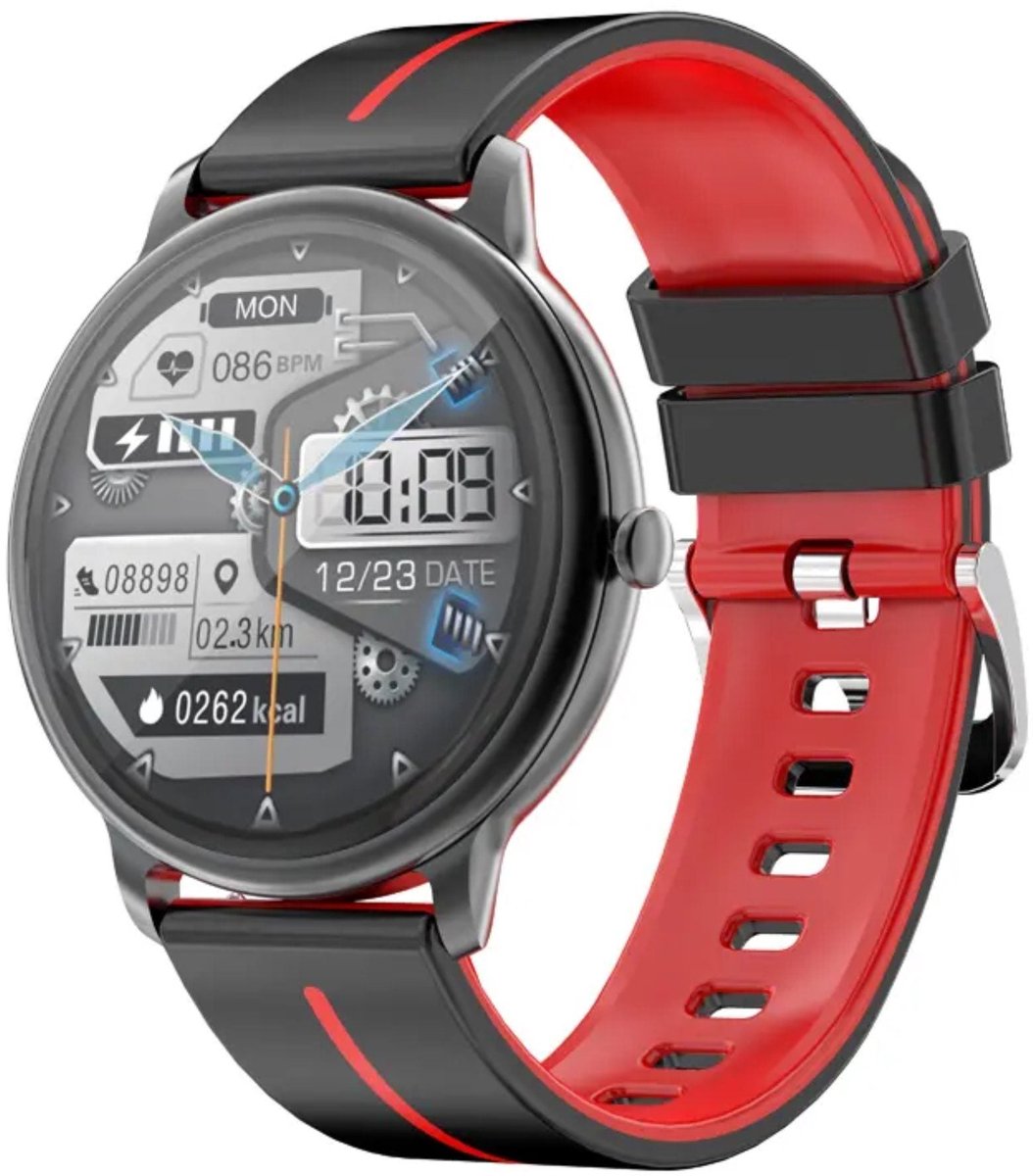 Manike KM60 Smartwatch – 1,32 HD Display - Hartslag & Bloeddrukmeting - SpO₂ - Slaaptracking - Multisport - IP68 Waterdicht - 7 Dagen Batterij - Android & iOS Compatibel - Meldingen - Stappenteller - Sporthorloge - Activity Tracker