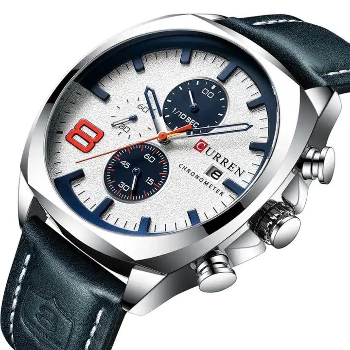 Manike 8324 Chronograaf Herenhorloge - Sportief Elegant Design - Quartz Uurwerk - Echt Leren Band - 24-uurs Subdial - 3ATM Waterbestendig - Stijlvol Functioneel