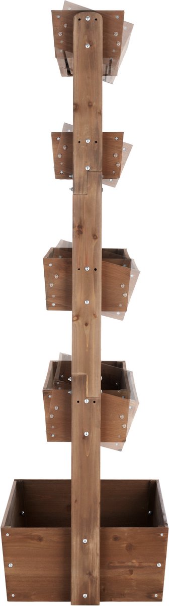 tectake® Verticale Tuin Flora - Met 5 Plantenbakken voor Bloemen, Kruiden of Groenten - Bruin - 81 x 52 x 180 cm - Kweekbak voor Moestuin - Kantelbare Bloembakken van Gelakt Dennenhout - Inclusief Vliesdoek/Worteldoek - Weerbestendig en Stabiel – foto 5