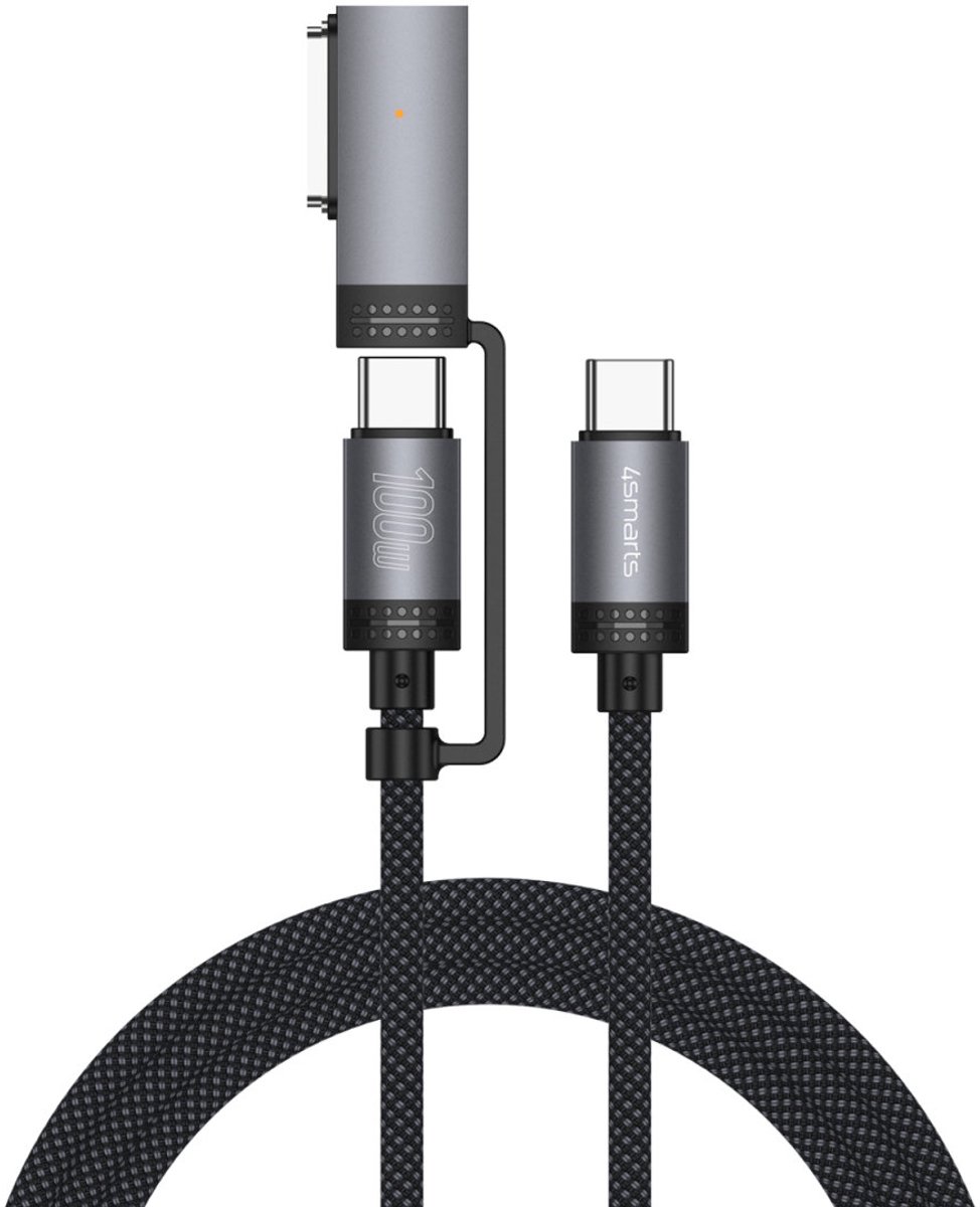 Image of 4Smarts MagSafe 3 Adapter en USB-C naar USB-C Kabel 100W 2M Zwart