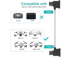 USB C naar USB C 0,5FT/15CM telefoonoplaad- en datakabel Geschikt voor DJI Mavic Air 2, Mavic Air 2S, Mavic Mini 2, Mavic 3, drone-accessoires, gevlochten nylon (Type-C-connector)