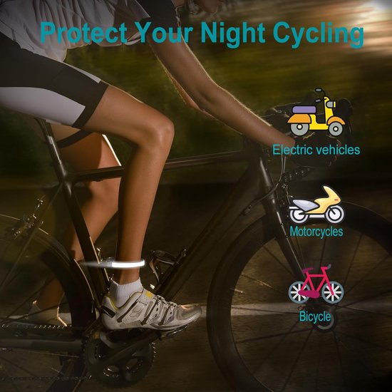 Lot De 2 Paires De Pinces à Pantalon Réfléchissantes – Élastiques, Universelles – Sécurité Nuit Pour Cyclistes
