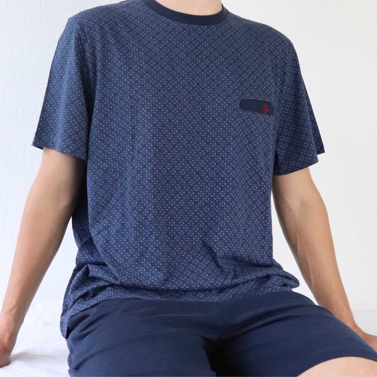 Paul Hopkins Heren Shortama - Pyjama Set - Geprint Dessin - Blauw - Maat L
