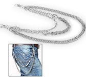 Ahiller Punk Biker portemonnee ketting voor heren dames, robuuste roestvrijstalen broekketting met dubbele slotsluiting (LJKJRL BK Gunmetall 1P