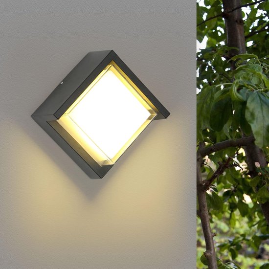 Buitenwandlamp Op en neer LED-verlichting Waterdicht IP54 Aluminium Buiten Tuinverlichting Eenvoud Veranda Glas Wandlamp Acryl Lampenkap Warm Wit 3000K voor Patio Terras Hal, 15CM
