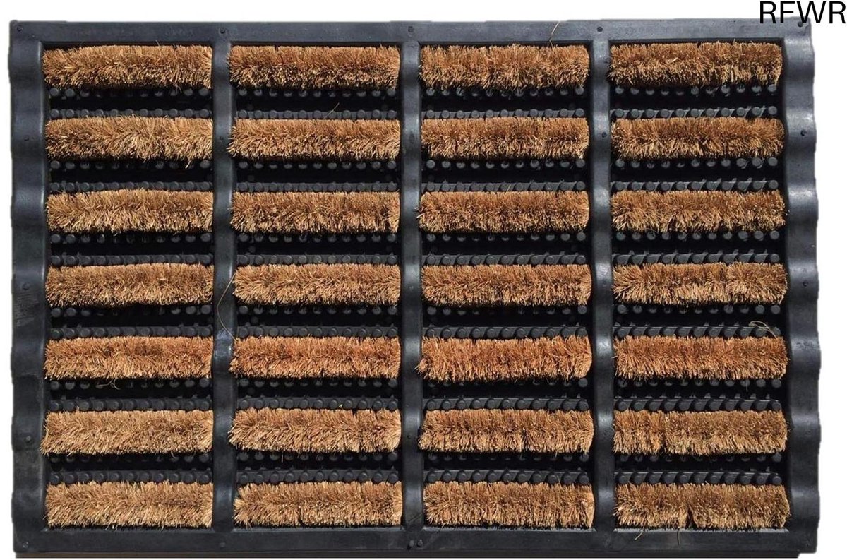 RFWR Antislip Kokos deurmat met rubber, 45 x 75 cm - Naturel en stijlvol voor buiten