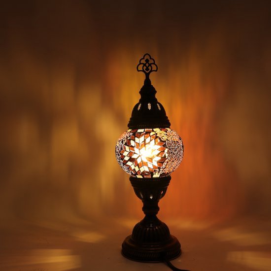 Handgemaakte lamp - mozaïek tafellamp goud 42 cm - E14 LED - unieke