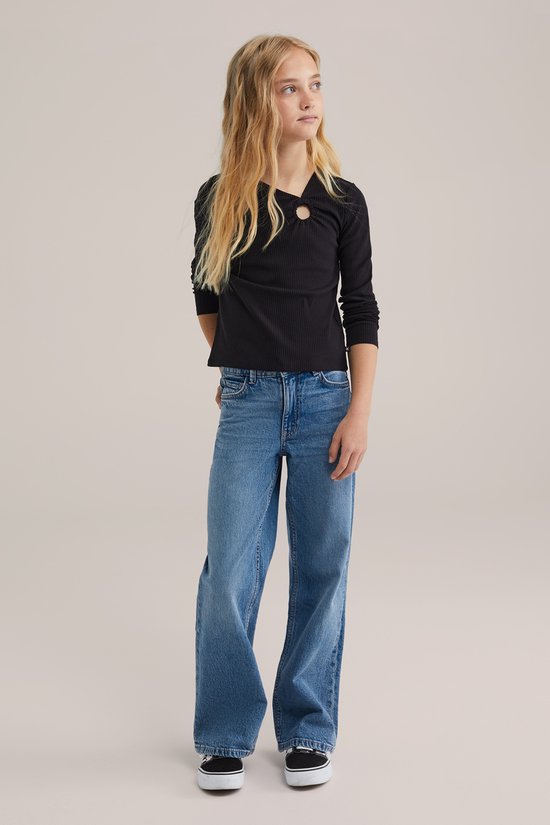 T-shirt WE Fashion Filles avec structure côtelée