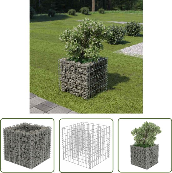 Jardinière en gabion The Living Store - Surélevée - 50x50x50 cm - Acier galvanisé