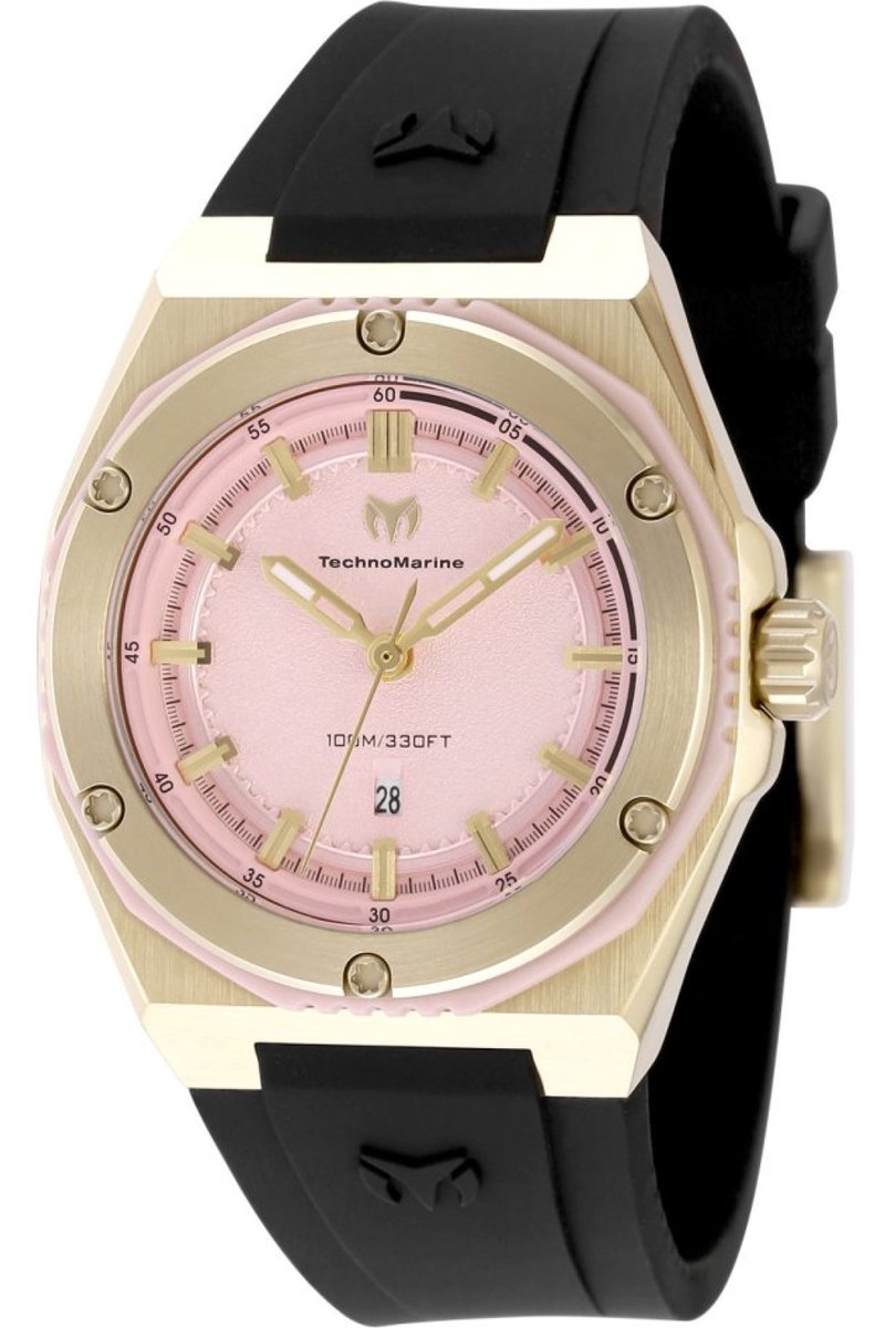 TechnoMarine CORAL - Legacy TM-416084 Dames Horloge - Waterdicht - Analoog - Quartz Uurwerk - Roestvrij Staal met roze Wijzerplaat - 36mm
