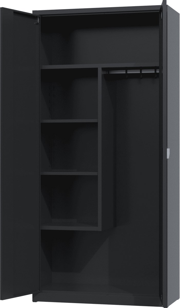 Povag Opbergkast - Bezemkast - Kledingkast - 195x92x42 cm - Zwart