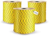 DQ-PP POLYPROPYLEEN Touw, 3 mm, 10 m, GEEL, Draagvermogen tot 123 kg Vlechtlijn Textielkoord Lijn Koord Touw Kunststofkoord gevlochten