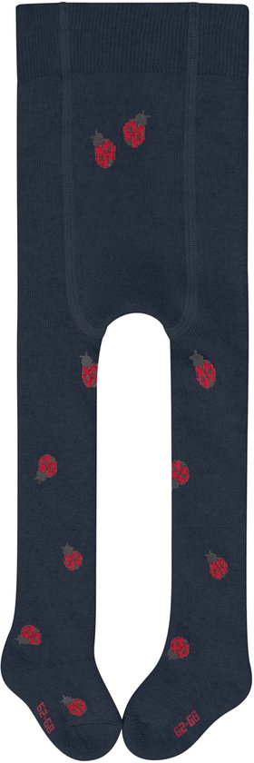 Donkerblauwe panty met rode lieveheersbeestjesprint. Size 61-66.