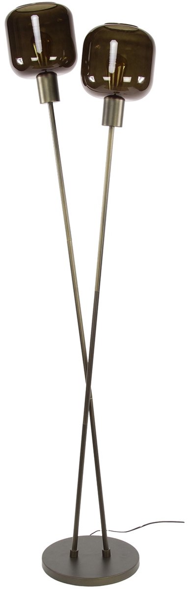 Giga Meubel Vloerlamp Bronza - Bruin Glas - 2-Lichts - 46x30x167cm