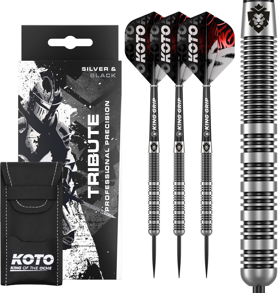 KOTO Tribute Silver & Black Tungsten Look - Dartpijlen 14 Gram
