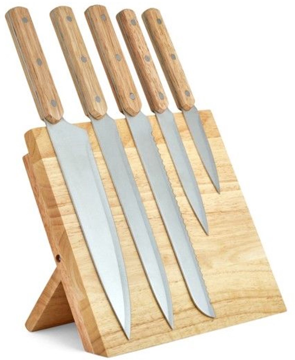 Set van 5 messen - LIVOO - MEC136 - 20 tot 32,5 cm - Lemmet van roestvrij staal - Magnetische steun