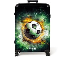 NoBoringSuitcases.com NoBoringSuitcases.com® - Koffer groot - Reiskoffer lichtgewicht - Voetbal - Groen - Rolkoffer met 4 wielen - Grote trolley XL - 98 liter bagage