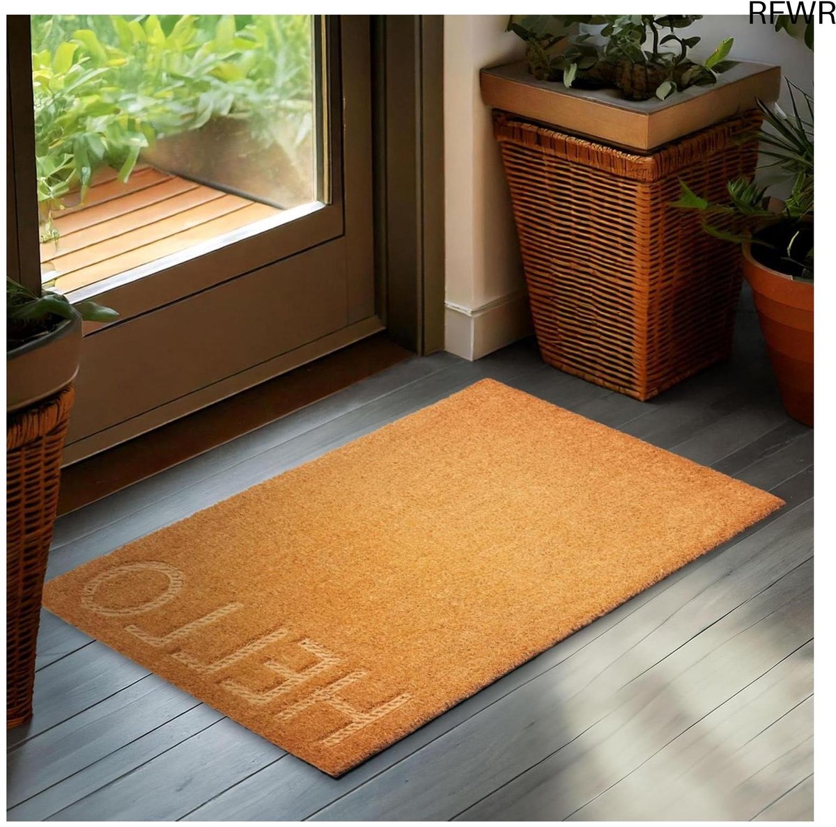 RFWR Vuilvanger Deurmat 45 x 75 cm - Weerbestendige Kokosmat voor Binnen en Buiten - Antislip en Duurzaam - Bruin