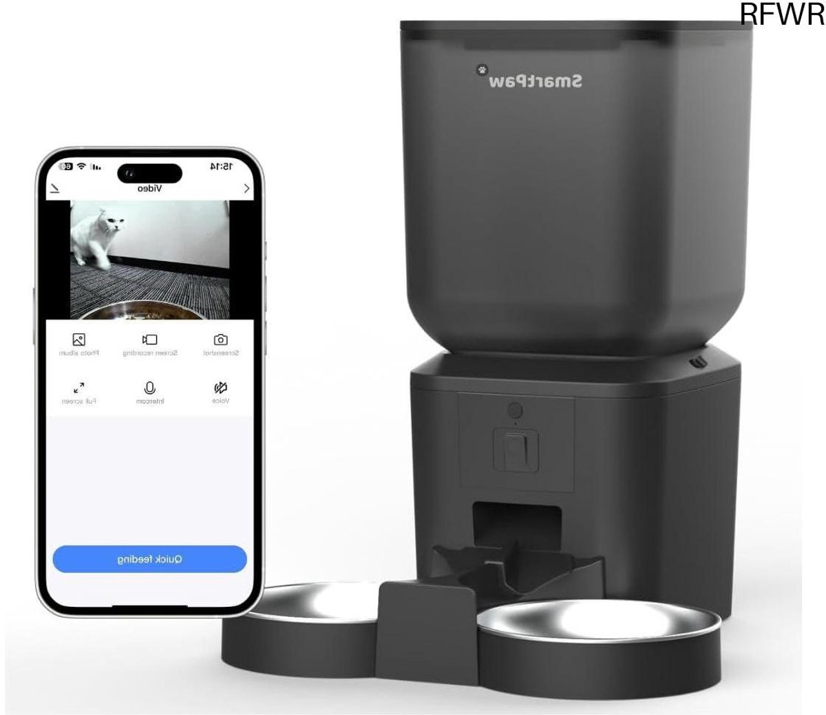 RFWR® Slimme Automatische Voerbak voor Katten en Honden met Camera en App - Tot 10 Maaltijden per Dag, 7L Capaciteit, Dubbele Stroomvoorziening