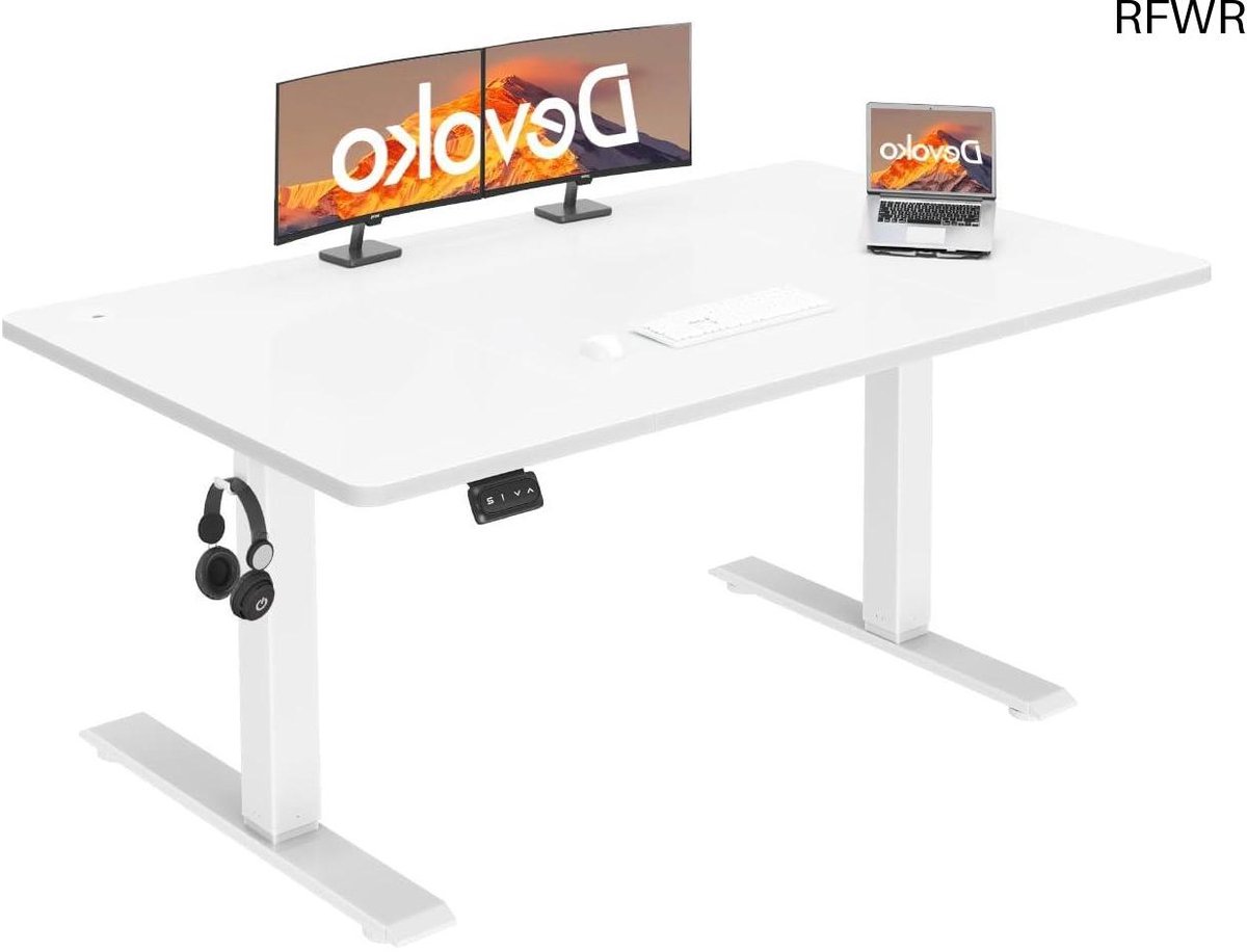 RFWR Elektrisch In Hoogte Verstelbaar Bureau 140 x 60 cm met Geheugenfunctie - Wit