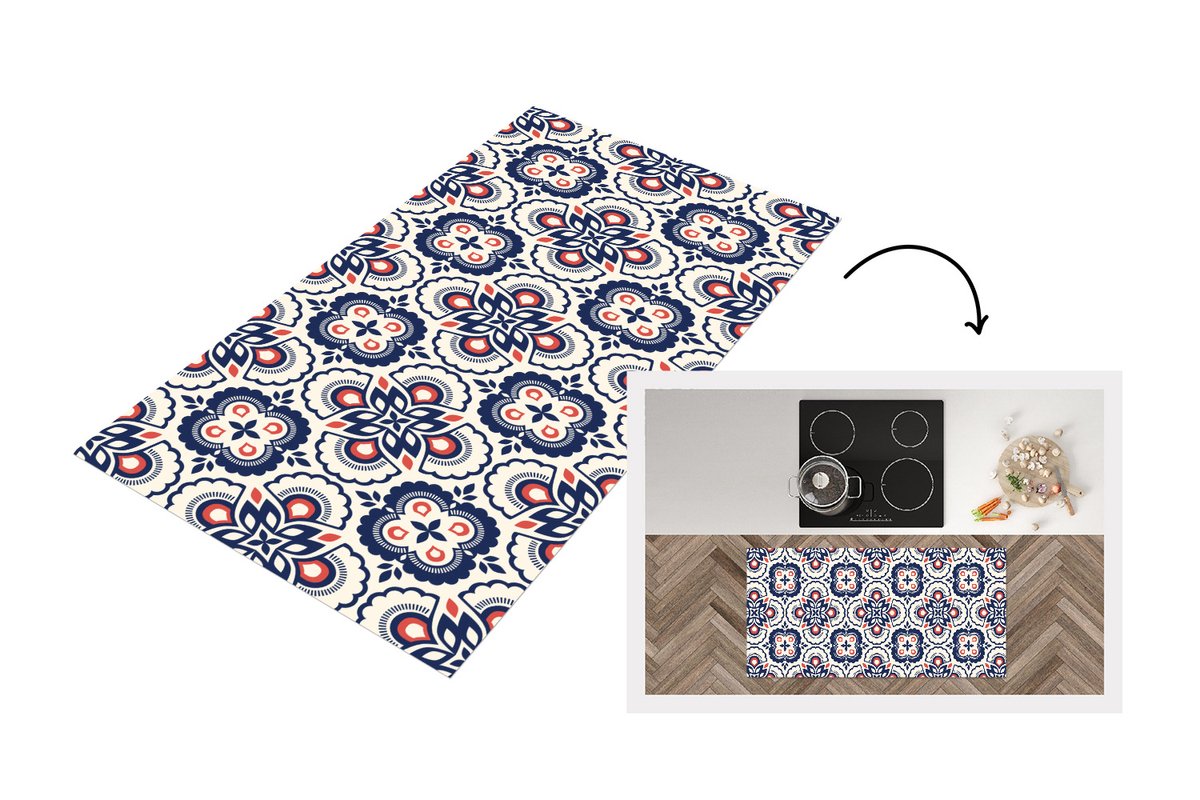 KitchenYeah Keukenloper 120x60 cm - Keukenmat vinyl Bloemen - Retro - Design - Keukenmatten loper - Keuken vloerkleed tapijt