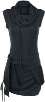 R.E.D. Rock-Engineered Design Zwart kort jurkje met hoge hals - Dames - L